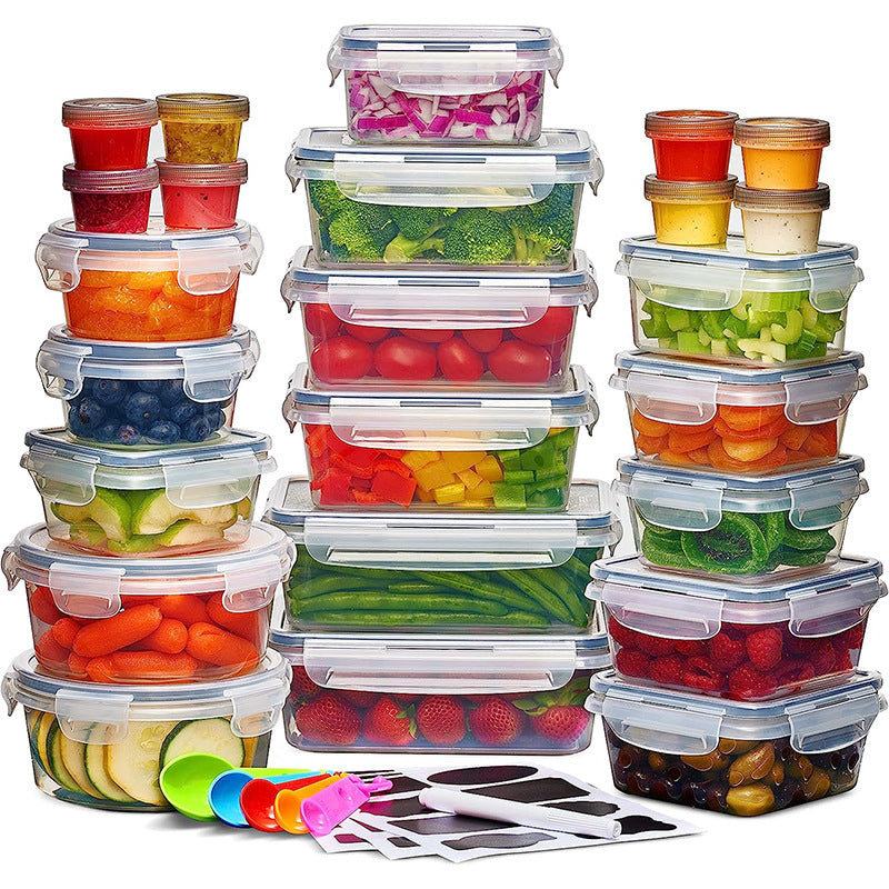 24X Clear Plastic Food Containers With Lids Microwave Freezer Safe Storage Boxes
