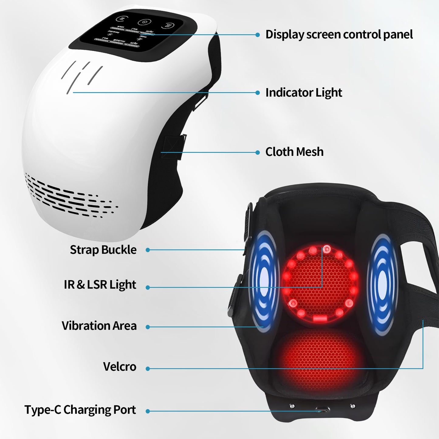 Intelligent Home Use Electric Intelligent Kneading Heating Knee Massager Rechargeable Pain Relief Infrared Laser Vibra Pain Relief Infrared tion Knee Massager