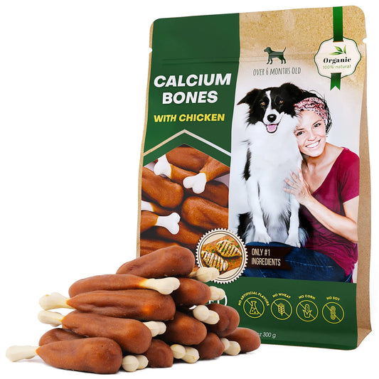 Dog Calcium Bones Wrapped Chicken &  Rawhide FCreehew Treats Pet Healthy Dried Snacks Grain Free Organic Meat Chews For Training Small Large Dogs