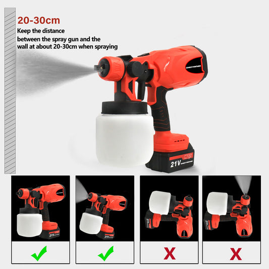 2 Battery Cordless Paint Sprayer Fence Wall Airless 21V HVLP Spray Gun UKCharger